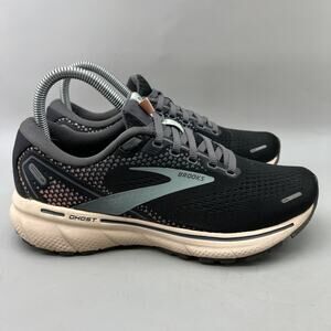 Brooks Ghost 14 Running Sneakers Women Size 7 B Black Peach Comfort Low Shoes